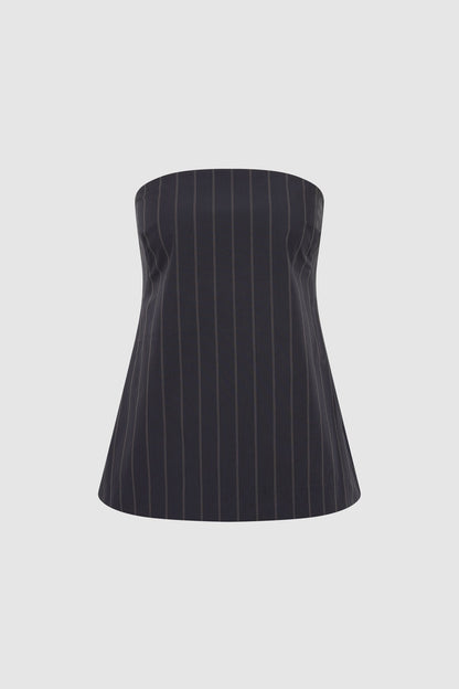 St Agni | Strapless Rouleau Tie Top - Ink Stripe
