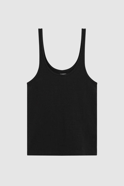 St Agni | Soft Jersey Slim Scoop Tank - Jet Black