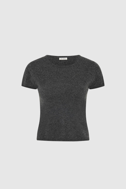 St Agni | Fine Merino Wool Baby Tee - Charcoal Melange