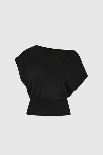 St Agni | Cashmere Asymm Top - Black