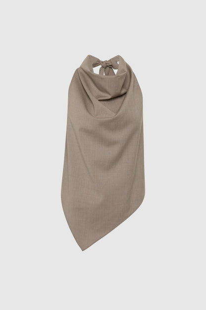 St Agni | Wool Cowl Backless Top - Light Taupe