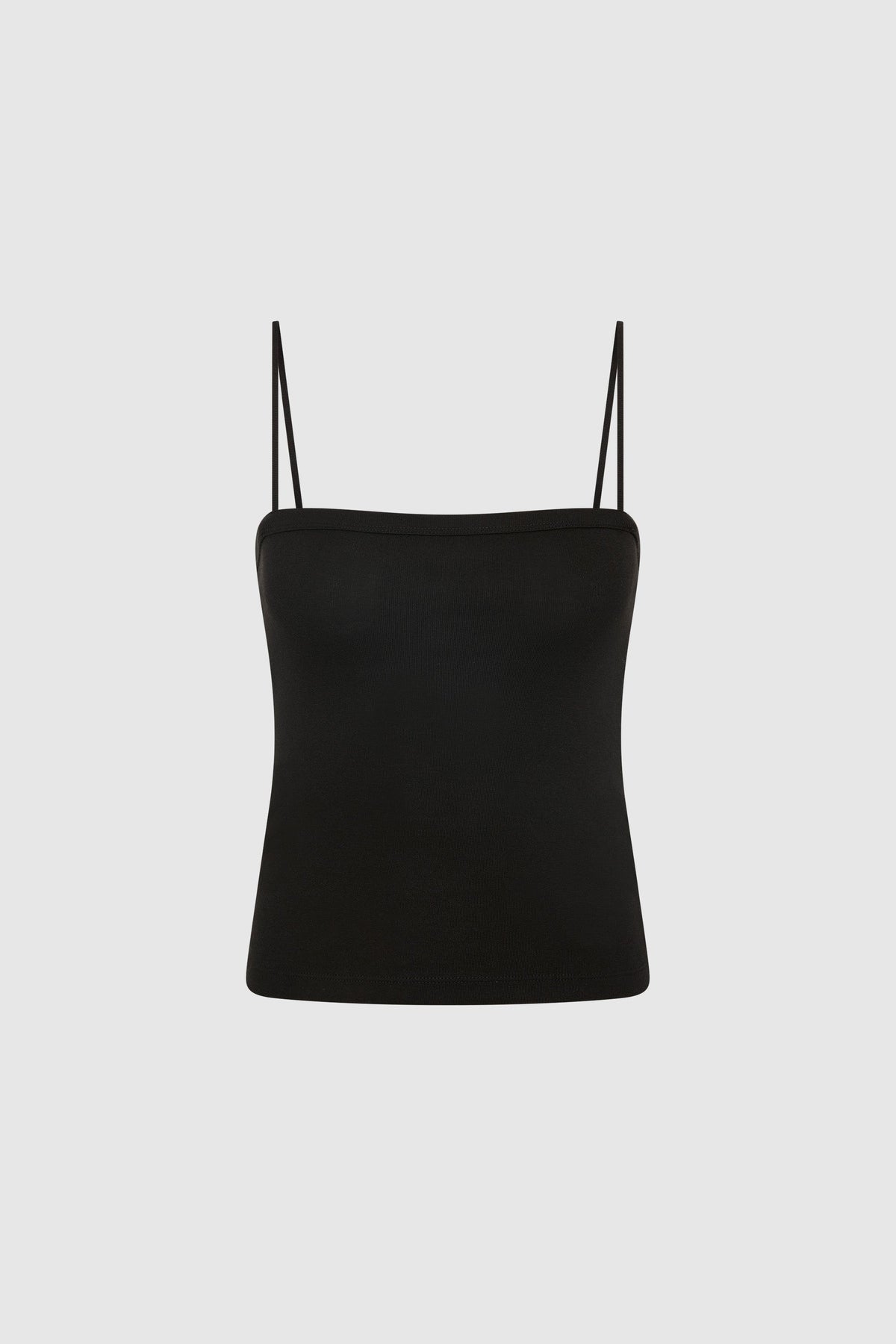 St Agni | Organic Cotton Square Neck Cami - Jet Black