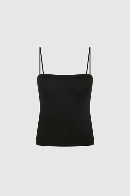 St Agni | Organic Cotton Square Neck Cami - Jet Black
