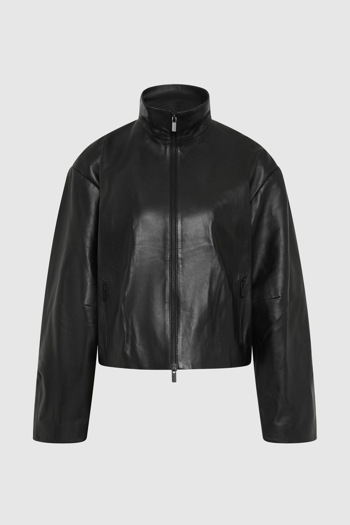 St Agni | Cocoon Zip Leather Jacket - Black