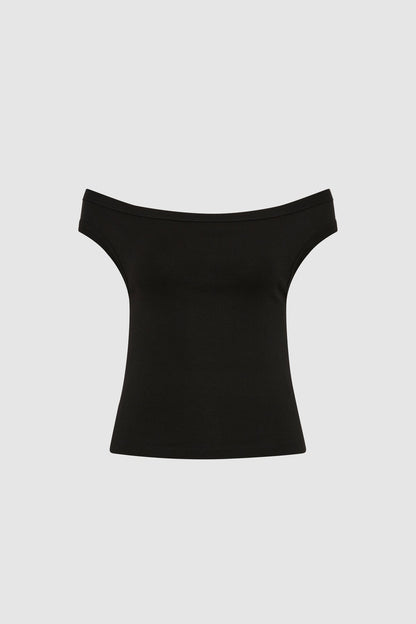 St Agni | Organic Cotton Off Shoulder Top - Black