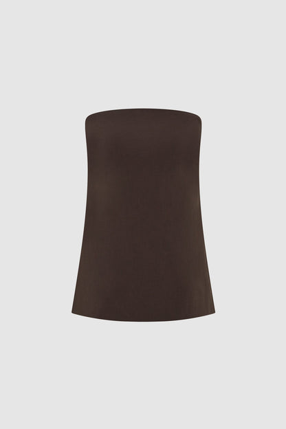 St Agni | Strapless Rouleau Tie Top - Bark