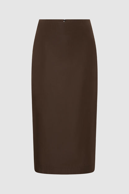 St Agni | Paper Taffeta Column Skirt - Mocha