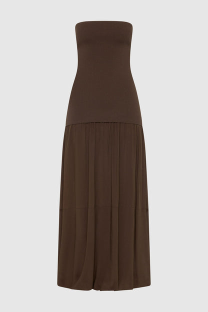 St Agni | Strapless Balloon Hem Dress - Cedar