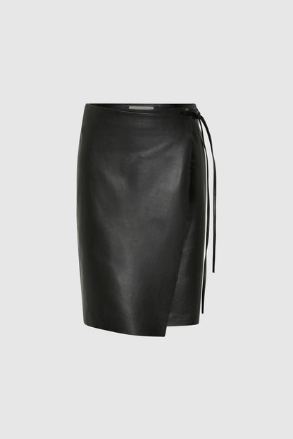 St Agni | Leather Everyday Wrap Skirt - Black