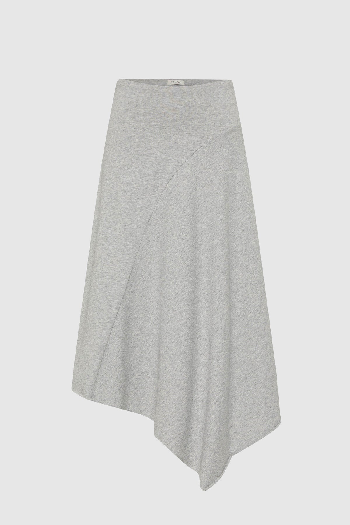 St Agni | Asymm Drape Skirt - Light Grey Marle