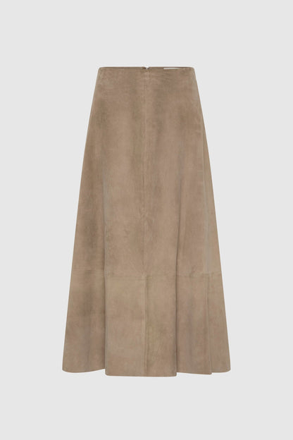 St Agni | Suede Circle Skirt - Earth