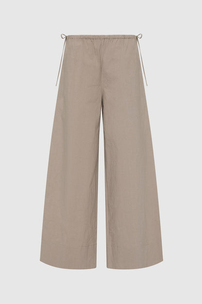 St Agni | Technical Cotton Cropped Drawstring Pants - Grey Stone