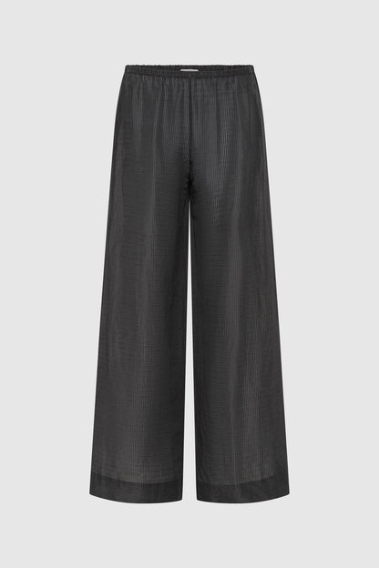 St Agni | Woven Check Relaxed Pants - Iron Glaze