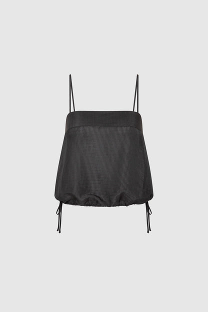 St Agni | Woven Check Drawstring Cami - Iron Glaze