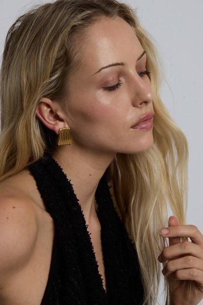 Heaven Mayhem | Ribbed Earrings - Gold