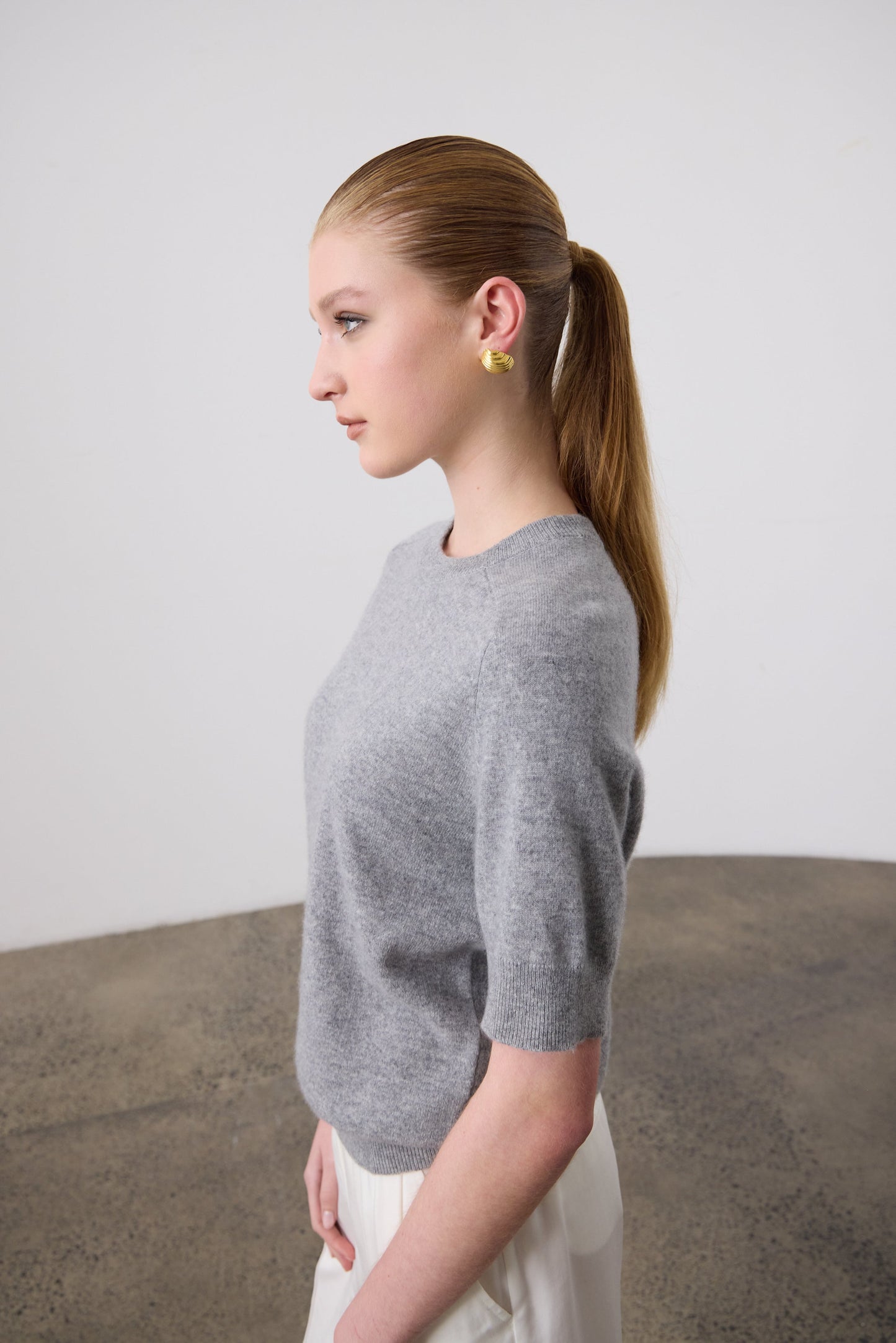 Laing | Jasper Cashmere T-Shirt Crew - Grey Marle