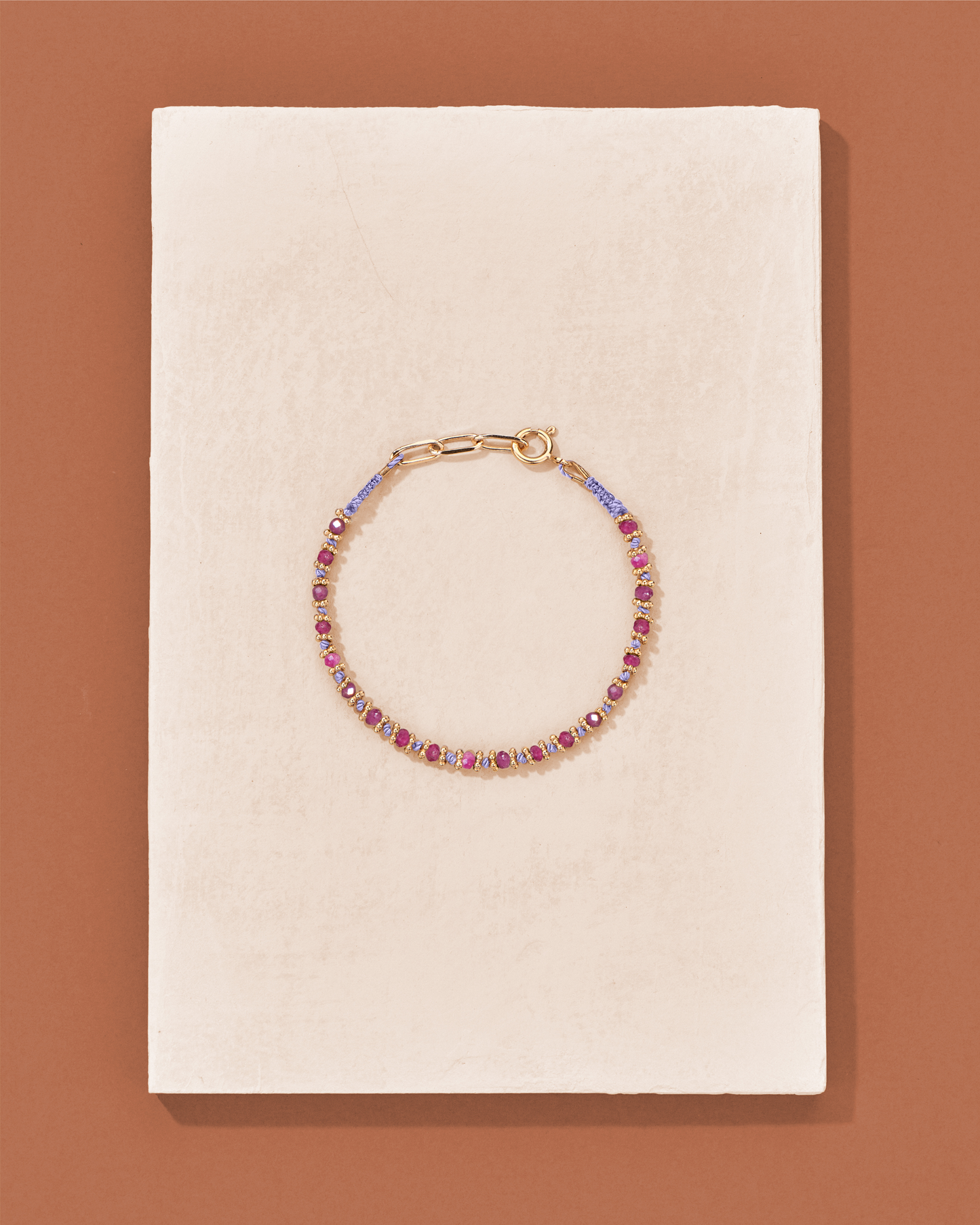 Tityaravy | Kamala Bracelet - Lilac Thread / Pink Ruby