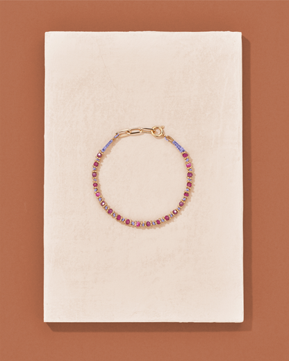 Tityaravy | Kamala Bracelet - Lilac Thread / Pink Ruby