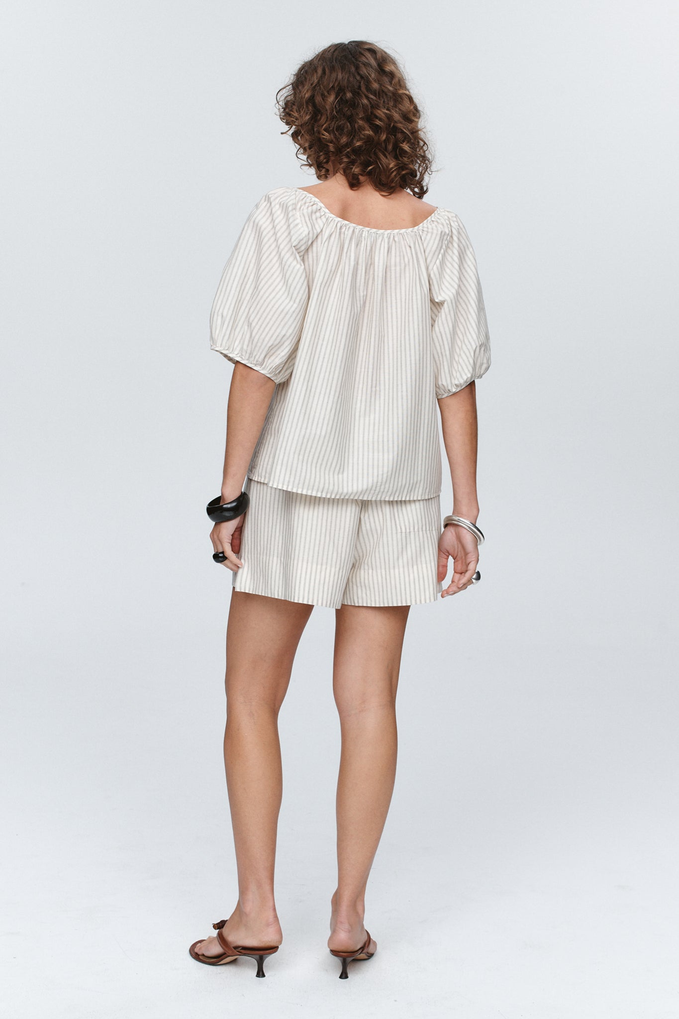 Marle | Kendra Top - Grey Stripe