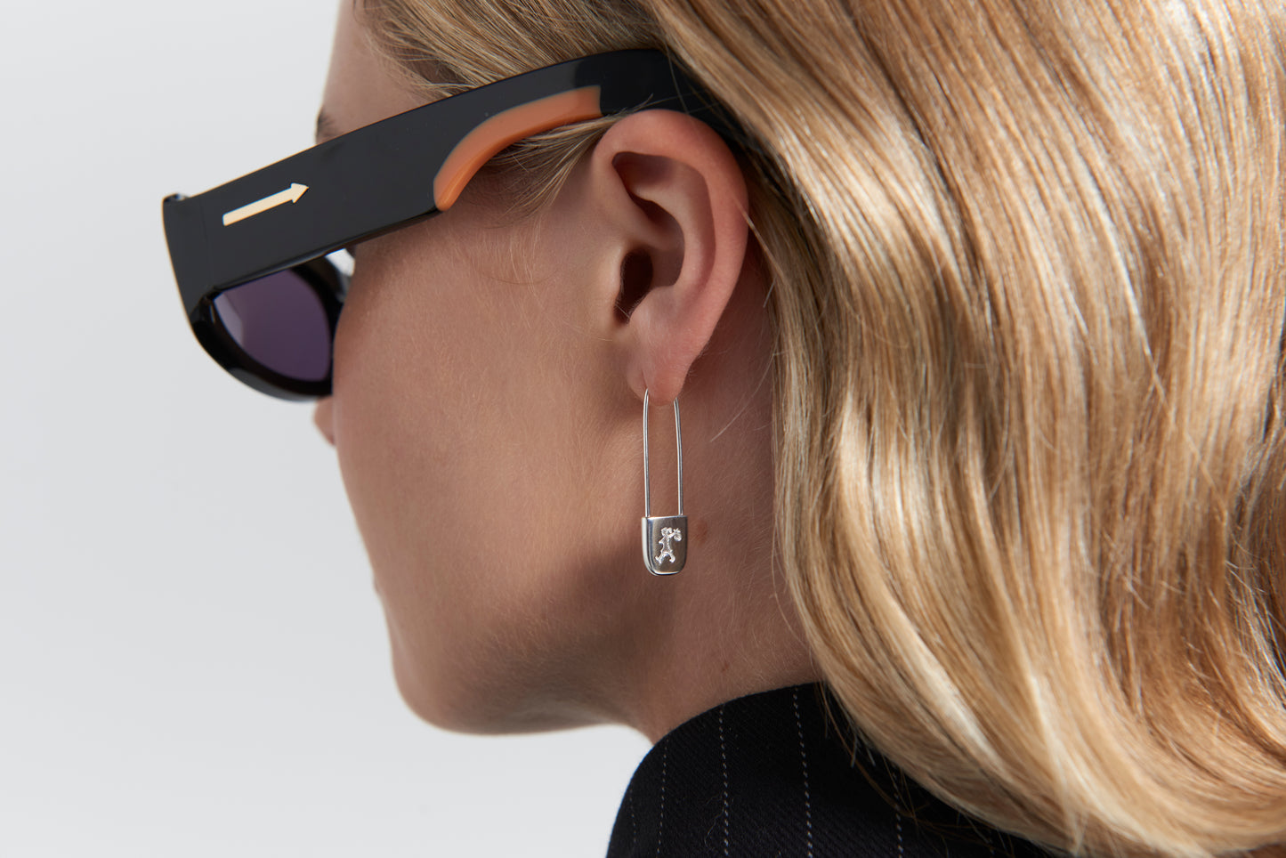 Karen Walker | Runaway Safety Pin Earrings - Silver