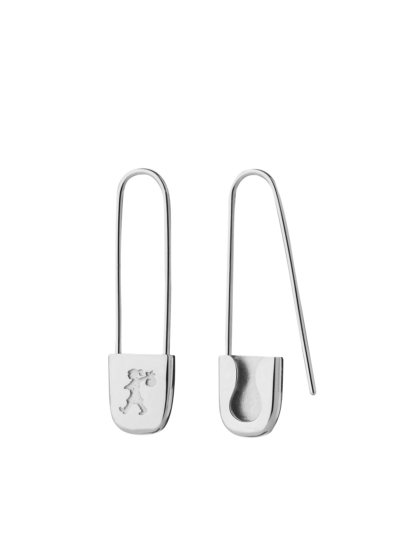 Karen Walker | Runaway Safety Pin Earrings - Silver