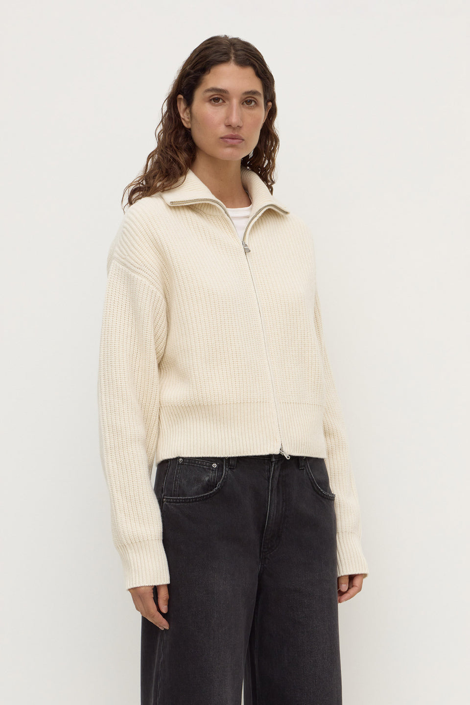 Assembly Label | Kaia Wool Zip Sweater - Antique White
