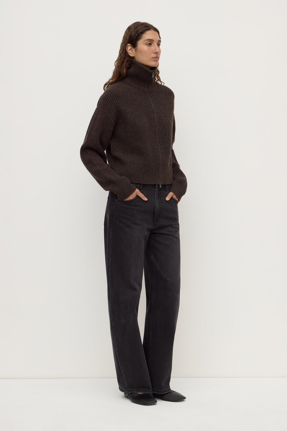 Assembly Label | Kaia Wool Zip Sweater - Ganache Marle