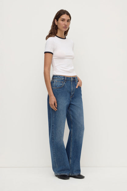 Assembly Label | Kourt Contrast Bind Tee - White/Navy