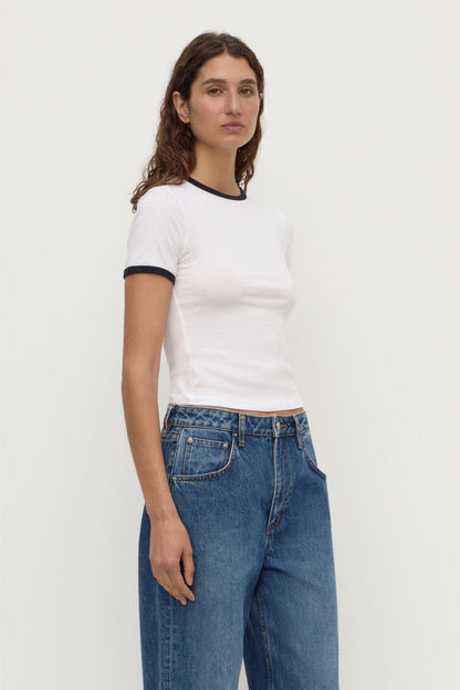 Assembly Label | Kourt Contrast Bind Tee - White/Navy