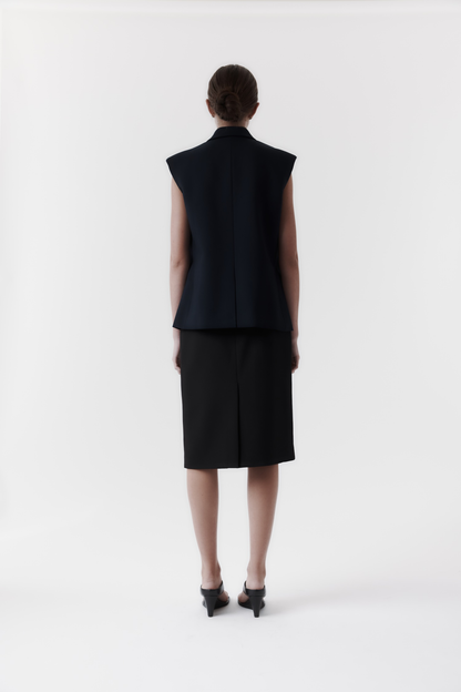 Rebe | Long Lapel Vest - Navy