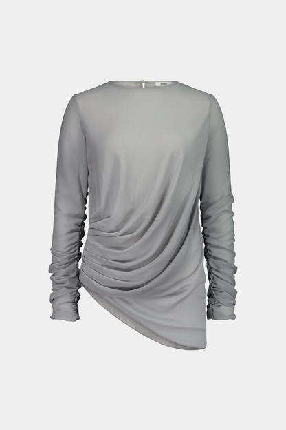 Rebe | Long Sleeve Draped Top - Ash