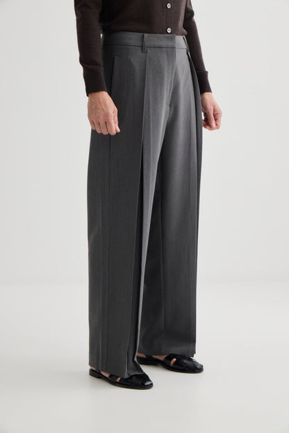 Laing | Invert Pleat Trouser - Pewter