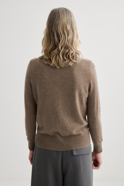 Laing | Cashmere Crewneck Cardigan - Cocoa Marle