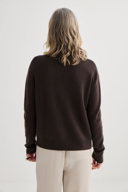 Laing | Cashmere V Neck Cardigan - Bitter Chocolate