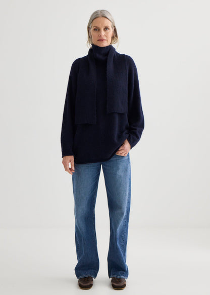 Laing | Alpaca Sweater With Tie - Midnight