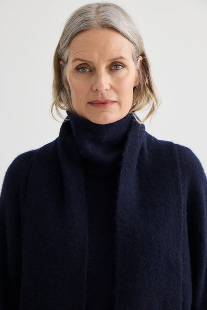 Laing | Alpaca Sweater With Tie - Midnight