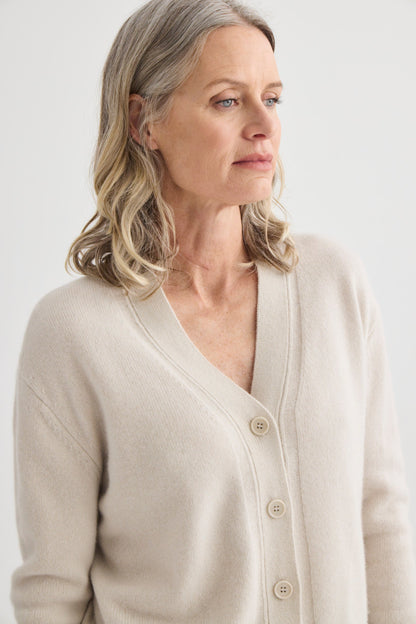 Laing | Cashmere V Neck Cardigan - Oyster