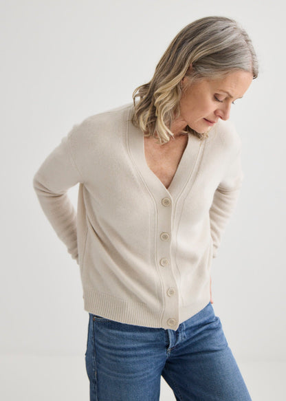 Laing | Cashmere V Neck Cardigan - Oyster