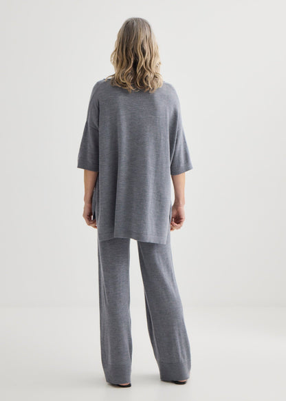 Laing | Wide Leg Knit Pant - Grey Marle