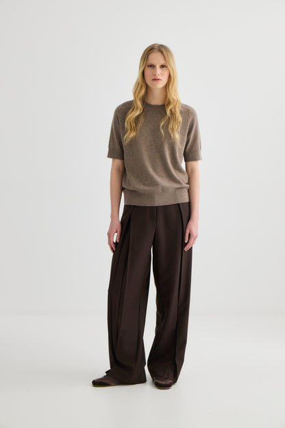 Laing | Jasper Short Sleeve Crewneck - Cocoa Marle