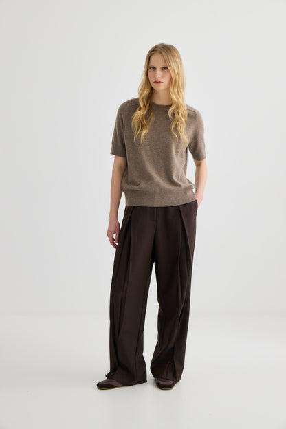 Laing | Jasper Short Sleeve Crewneck - Cocoa Marle