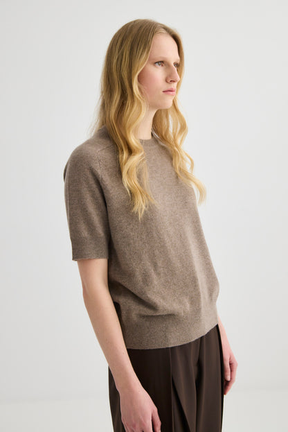 Laing | Jasper Short Sleeve Crewneck - Cocoa Marle
