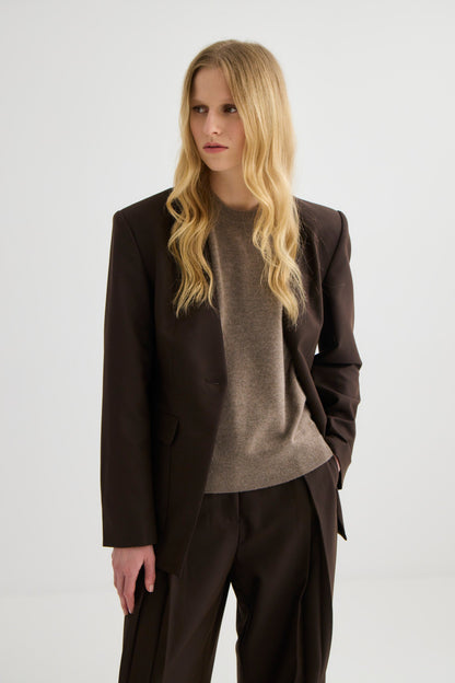 Laing | Collarless Blazer - Truffle