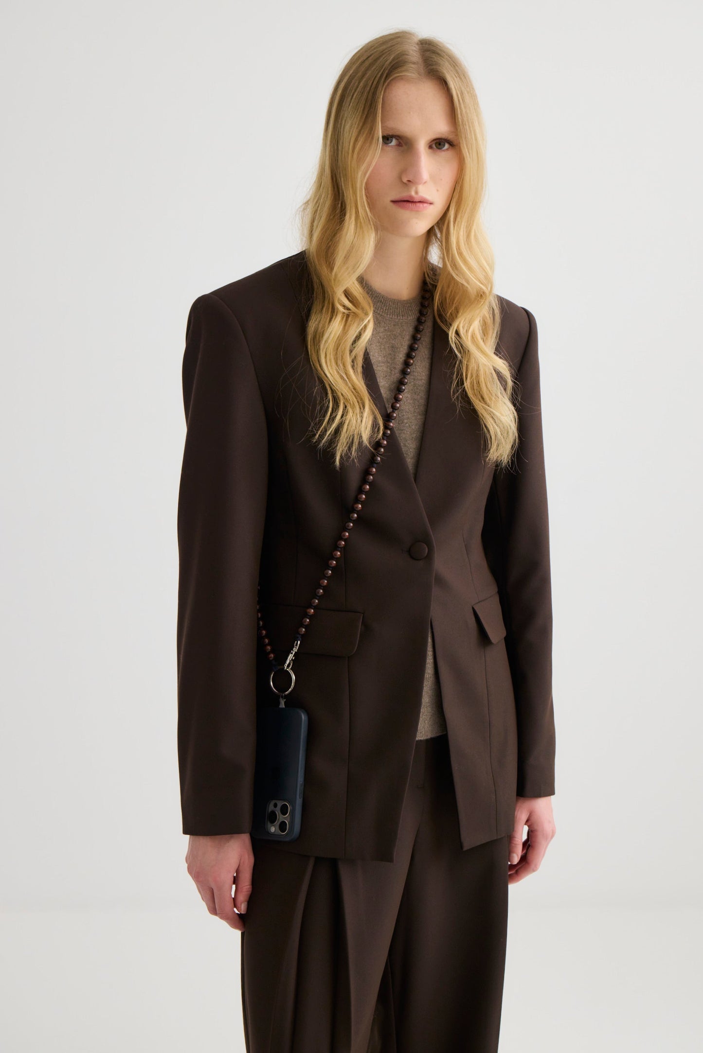 Laing | Collarless Blazer - Truffle