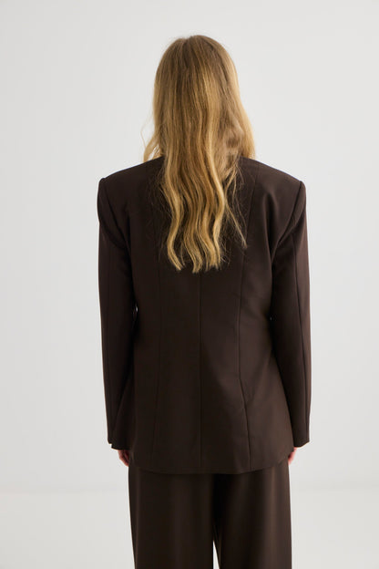 Laing | Collarless Blazer - Truffle