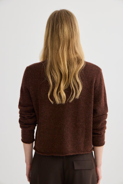 Laing | Alpaca Cropped Cardigan - Mahogany Marle