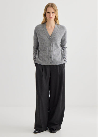 Laing | Cashmere V Neck Cardigan - Grey Marle