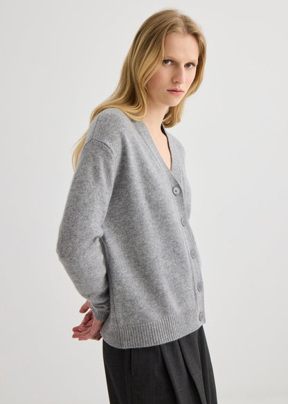 Laing | Cashmere V Neck Cardigan - Grey Marle