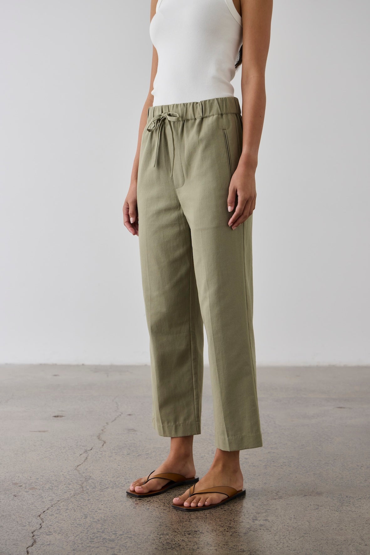 Laing | Cropped Wide Leg Pant - Washed Olive