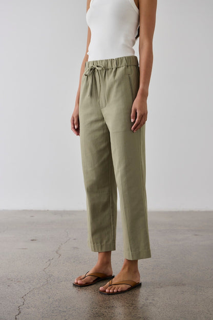 Laing | Cropped Wide Leg Pant - Washed Olive